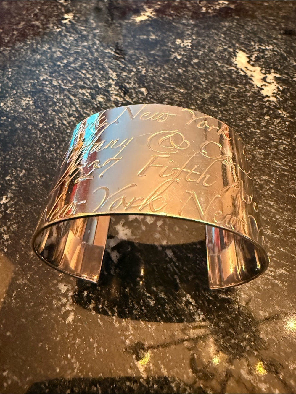 Tiffany & Co. Engraved Script Cuff Bracelet